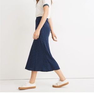 Madewell Navy Polkadot Slip Skirt